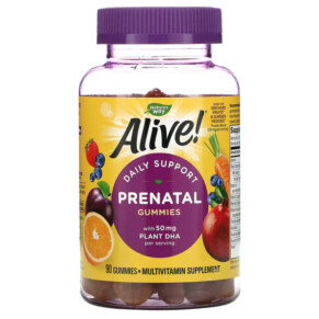 Nature's Way Alive! Prenatal with Plant DHA Orange & Raspberry Lemonade 90 Gummies 033674104880
