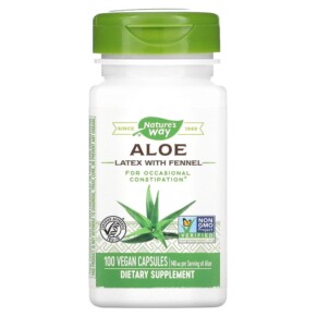 Nature's Way Aloe Latex with Fennel 140 mg 100 Vegan Capsules 033674101506