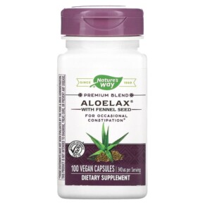 Nature's Way Aloelax with Fennel Seed 340 mg 100 Vegan Capsules 033674009000