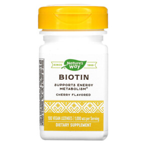 Nature's Way Biotin Cherry 1.000 mcg 100 Vegan Lozenges 033674404508