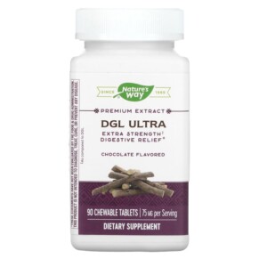 Nature's Way DGL Ultra Extra Strength Digestive Relief Chocolate 75 mg 90 Chewable Tablets 763948091010