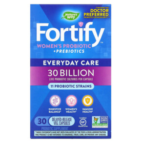 Nature's Way Fortify Women's Probiotic + Prebiotics Everyday Care 30 Billion 30 Delayed-Release Veg. Capsules 033674102954