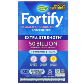 Nature's Way Fortify Women's Probiotic + Prebiotics Extra Strength 50 Billion 30 Delayed-Release Veg. Capsules 033674115817