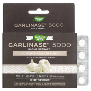 Nature's Way Garlinase 5000 320 mg 100 Enteric-Coated Tablets 763948085019