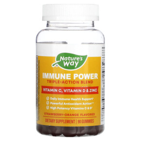 Nature's Way Immune Power Triple-Action Blend Strawberry-Orange 90 Gummies 033674142622