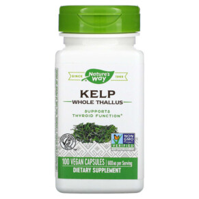 Nature's Way Kelp Whole Thallus 600 mg 100 Vegan Capsules 033674145005