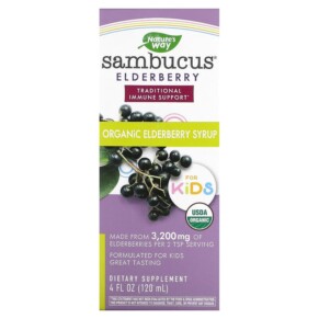 Nature's Way Organic Sambucus Syrup for Kids Standardized Elderberry 4 fl oz (120 ml) 033674157978