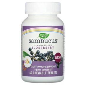 Nature's Way Sambucus for Kids Standardized Elderberry 40 Chewable Tablets 033674129616