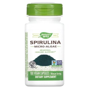 Nature's Way Spirulina Micro-Algae 380 mg 100 Vegan Capsules 033674172001