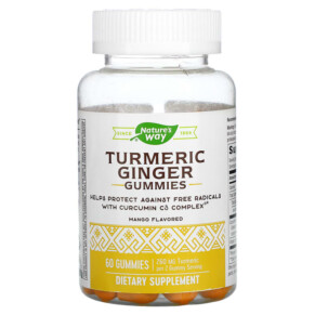 Nature's Way Turmeric Ginger Gummies Mango 130 mg 60 Gummies 033674137512