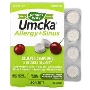 Nature's Way Umcka Allergy + Sinus Cherry 20 Tablets 033674121948