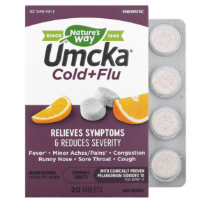 Nature's Way Umcka Cold+Flu Orange 20 Chewable Tablets 033674151617