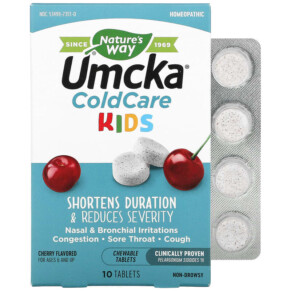Nature's Way Umcka ColdCare Kids For Ages 6 and Up Cherry 10 Chewable Tablets 033674123515