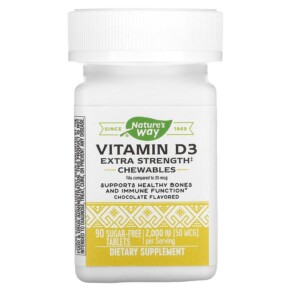 Nature's Way Vitamin D3 Extra Strength Chocolate 50 mcg (2.000 IU) 90 Sugar-Free Tablets 763948069194