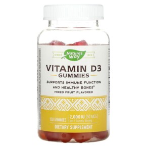 Nature's Way Vitamin D3 Gummies Mixed Fruit 50 mcg (2.000 IU) 120 Gummies 033674136089
