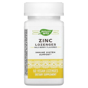 Nature's Way Zinc Lozenges Wild Berry Flavored 60 Vegan Lozenges 033674410929