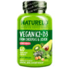 NATURELO Vitamin K2 + D3 From Chickpeas & Lichen 60 Vegetarian Capsules 628110628589
