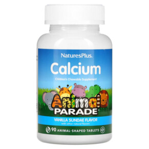 NaturesPlus Animal Parade Calcium Children's Chewable Supplement Vanilla Sundae 90 Animal-Shaped Tablets 097467299962