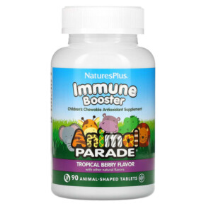 NaturesPlus Animal Parade Kids Immune Booster Tropical Berry 90 Animal-Shaped Tablets 097467299788