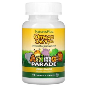 NaturesPlus Animal Parade Omega 3/6/9 Junior Lemon 90 Chewable Softgels 097467299948