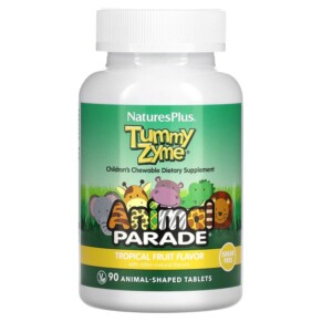 NaturesPlus Animal Parade Tummy Zyme Tropical Fruit 90 Animal-Shaped Tablets 097467299474