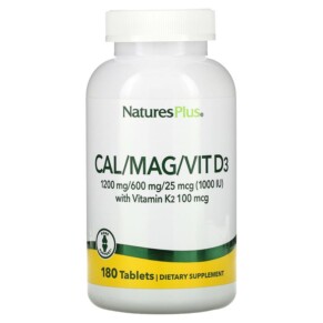 NaturesPlus Cal/Mag/Vit D3 with Vitamin K2 180 Tablets 097467336476