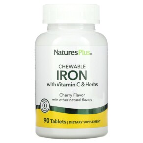 NaturesPlus Chewable Iron with Vitamin C and Herbs Cherry 90 Tablets 097467034211