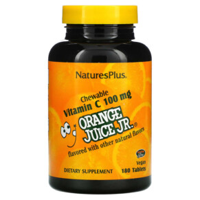NaturesPlus Orange Juice Jr. Chewable Vitamin C  100 mg 180 Tablets 097467024724