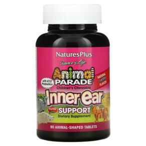 NaturesPlus Source of Life Animal Parade Children's Chewable Inner Ear Support Natural Cherry 90 Animal-Shaped Tablets 097467299498