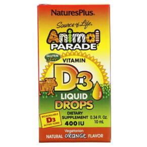 NaturesPlus Source of Life Animal Parade Vitamin D3 Liquid Drops Natural Orange 400 IU 0.34 fl oz (10 ml) 097467299412