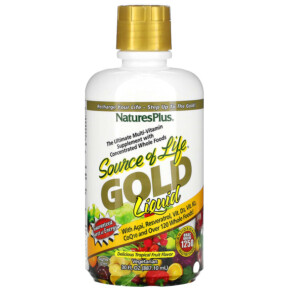 NaturesPlus Source of Life Gold Liquid Tropical Fruit 30 fl oz (887.10 ml) 097467307018