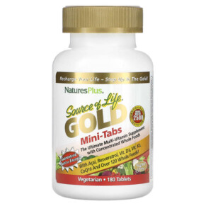 NaturesPlus Source of Life Gold Mini-Tabs The Ultimate Multi-Vitamin Supplement with Concentrated Whole Foods 180 Tablets 097467307148