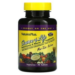NaturesPlus Source Of Life Multi-Vitamin & Mineral Supplement No Iron 90 Mini-Tablets 097467305878