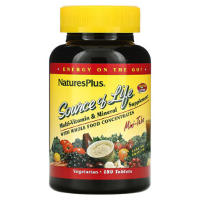 NaturesPlus Source of Life Multi-Vitamin & Mineral Supplement with Whole Food Concentrates 180 Tablets 097467305830