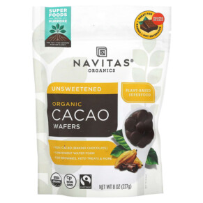 Navitas Organics Organic Cacao Wafers Unsweetened 8 oz (227 g) 811961022587