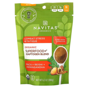 Navitas Organics Organic Superfood+ Adaptogen Blend Maca + Reishi + Ashwagandha 6.3 oz (180 g) 811961022389