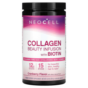 NeoCell Collagen Beauty Infusion with Biotin Drink Mix Cranberry 11.6 oz (330 g) 016185129429