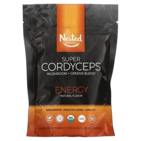 Nested Naturals Super Cordyceps Mushroom + Greens Blend Energy 9.5 oz (270 g) 852446007781