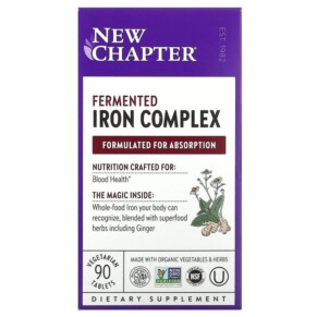 New Chapter Fermented Iron Complex 90 Vegetarian Tablets 727783903570