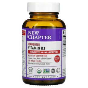 New Chapter Fermented Vitamin D3 2.000 IU 60 Vegetarian Tablets 727783902634