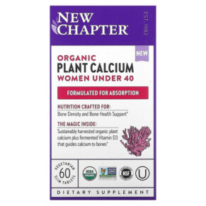New Chapter Organic Plant Calcium Women Under 40 60 Vegetarian Slim Tablets 727783903693