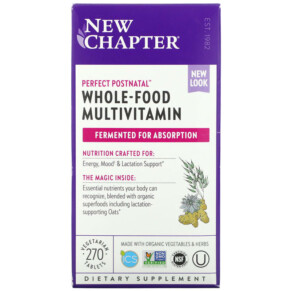 New Chapter Perfect Postnatal Whole-Food Multivitamin 270 Vegetarian Tablets 727783901965