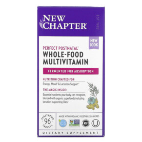 New Chapter Perfect Postnatal Whole-Food Multivitamin 96 Vegetarian Tablets 727783900579