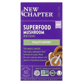 New Chapter Superfood Mushroom Reishi 60 Vegan Capsules 727783903860