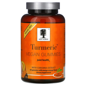 New Nordic US Inc Turmeric Vegan Gummies with Curcuma Extract Mango-Orange 60 Gummies 741805000078