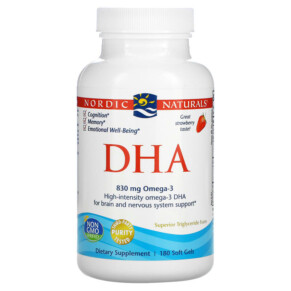 Nordic Naturals DHA Strawberry 180 Soft Gels 768990037436