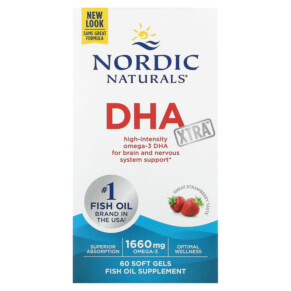 Nordic Naturals DHA Xtra Strawberry 60 Soft Gels 768990017452