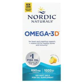 Nordic Naturals Omega-3D Lemon 345 mg 120 Soft Gels 768990027611