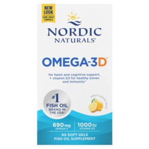 Nordic Naturals Omega-3D Lemon 345 mg 60 Soft Gels 768990017612