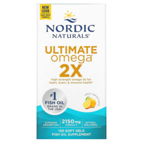 Nordic Naturals Ultimate Omega 2X Lemon 1.075 mg 120 Soft Gels 768990021527